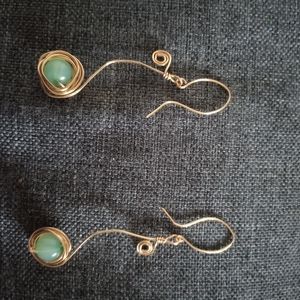 Wire-Wrapped Glass Beaded Earrings